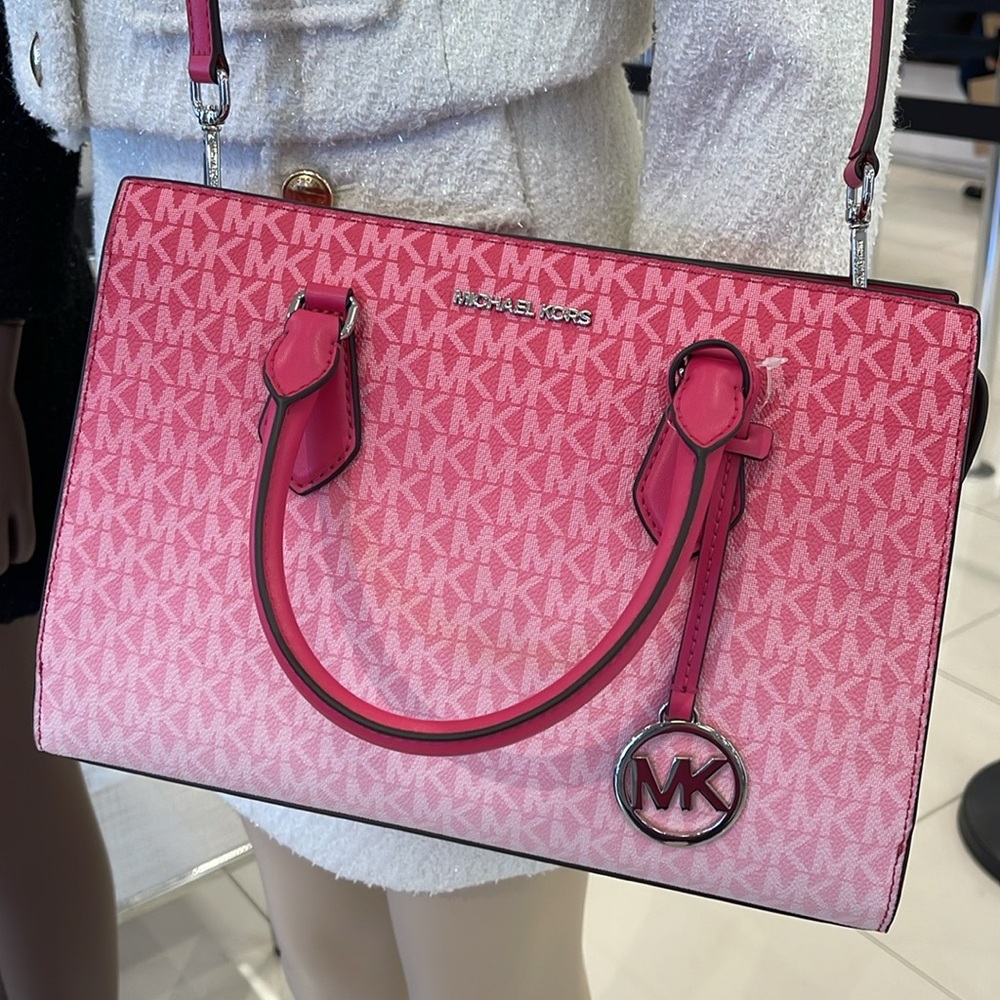 Michael Kors Sheila Medium Ombré Signature CZ Logo Satchel Crossbody Center - Picture 9 of 16